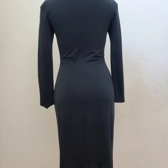 David Meister Black Long Sleeve Dress With Asymmetrical Neckline Size 2 - Picture 8 of 11